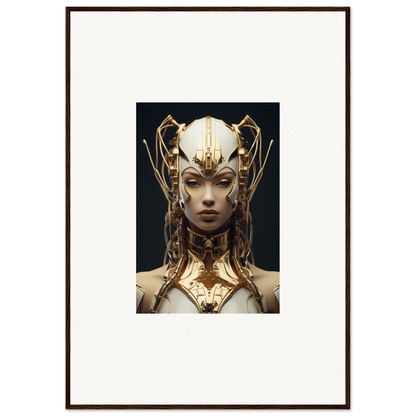 Ornate golden headdress with intricate metalwork for Future Echoes Muse canvas print