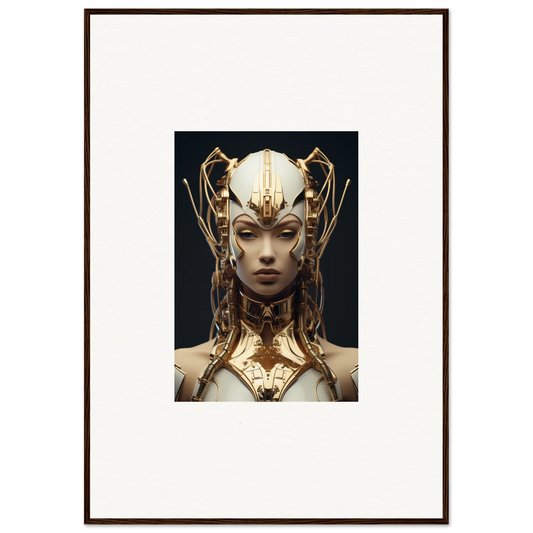 Ornate golden headdress with intricate metalwork for Future Echoes Muse canvas print