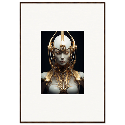 Futuristic humanoid figure with golden headdress for a celestial conductress canvas print