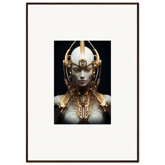 Futuristic humanoid figure with golden headdress for a celestial conductress canvas print