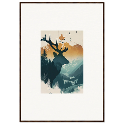 Silhouette of a deer head with antlers for stag haze canvas print room decoration