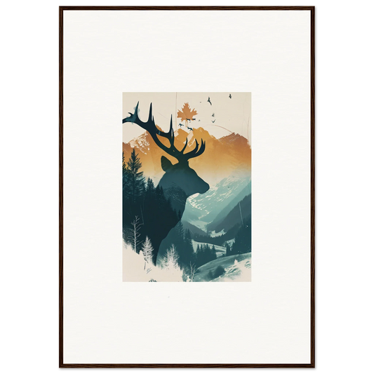 Silhouette of a deer head with antlers for stag haze canvas print room decoration