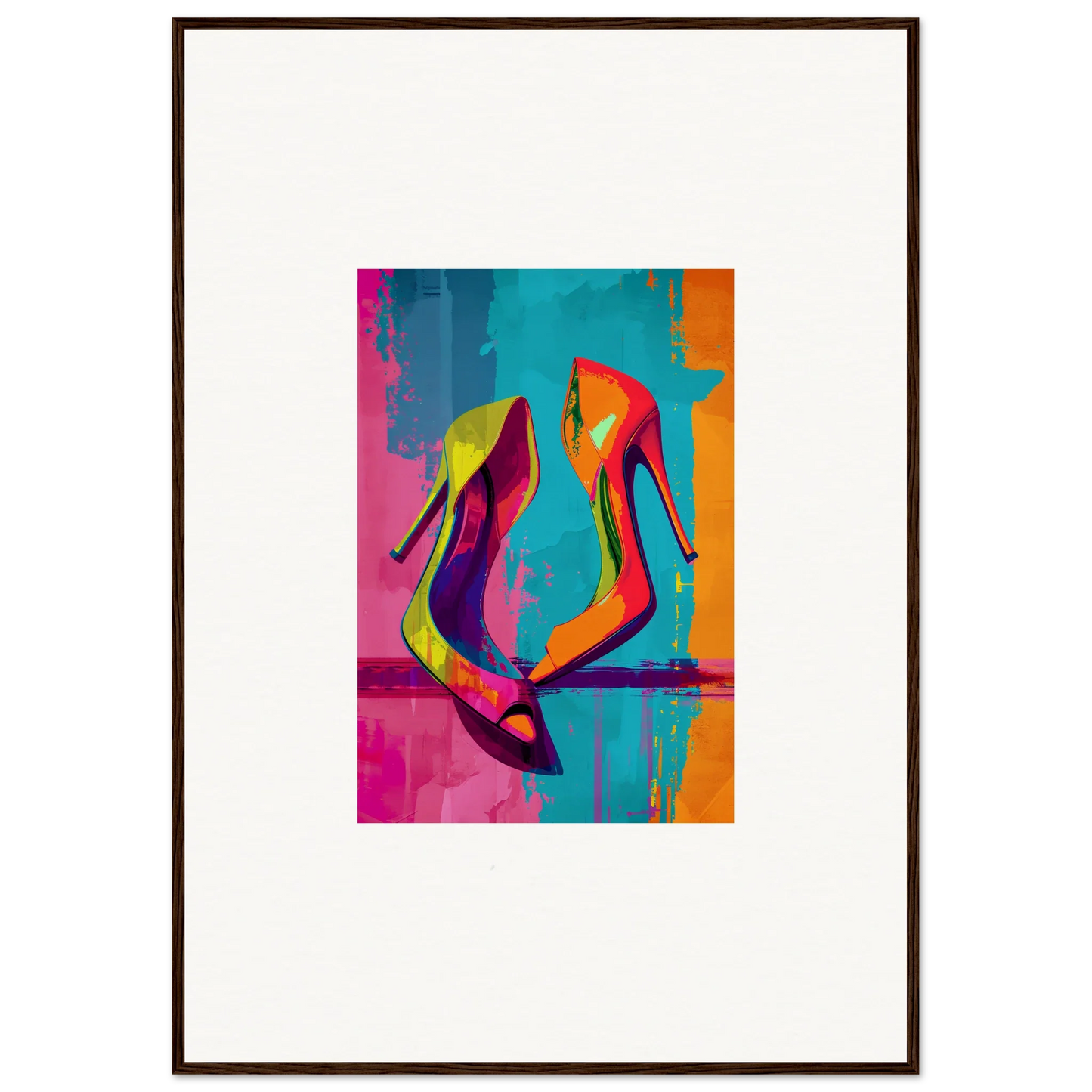 Colorful abstract painting of high-heeled shoes for stylish room decoration canvas print