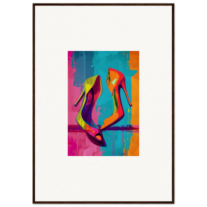 Colorful abstract painting of high-heeled shoes for stylish room decoration canvas print