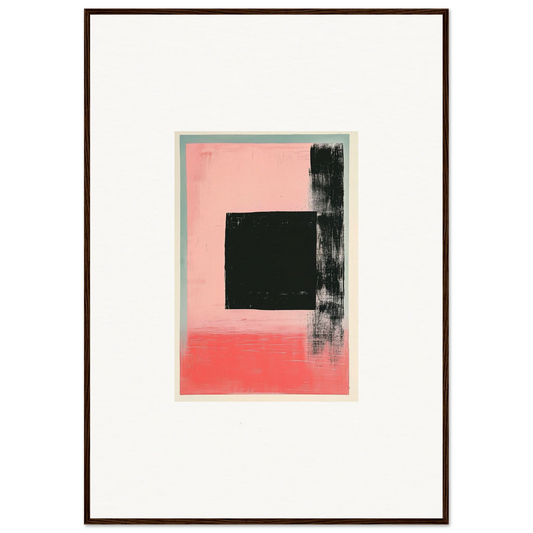 Abstract canvas print of Elysian Frenzy with pink, black, and gray geometric shapes