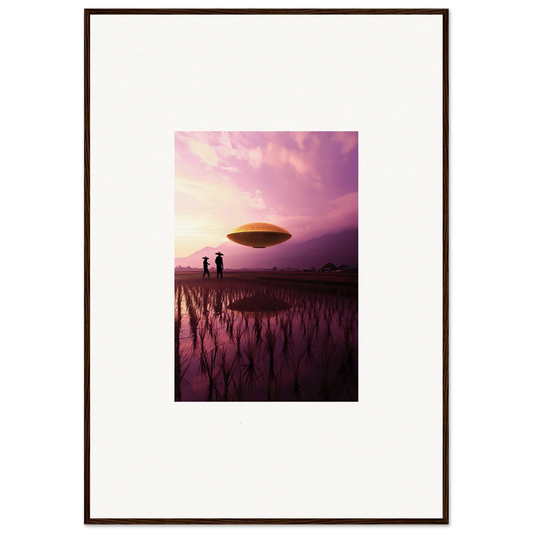 UFO hovering in a purple sky for vibrant Violet Dreaming room decoration canvas print