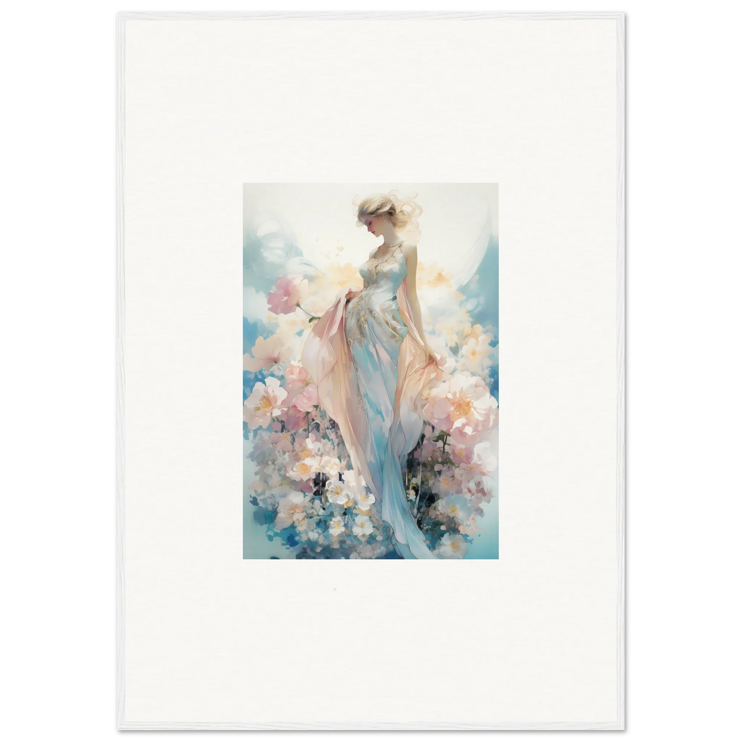 Ethereal watercolor of a female figure for dreamy room decoration canvas print