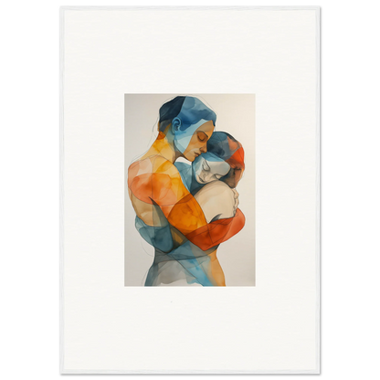 Abstract watercolor of two figures embracing for a vibrant embrace cosmos canvas print