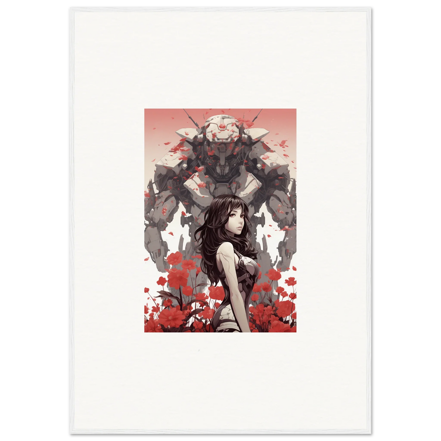 Stylized canvas print of a woman and a horned creature, perfect for room decoration