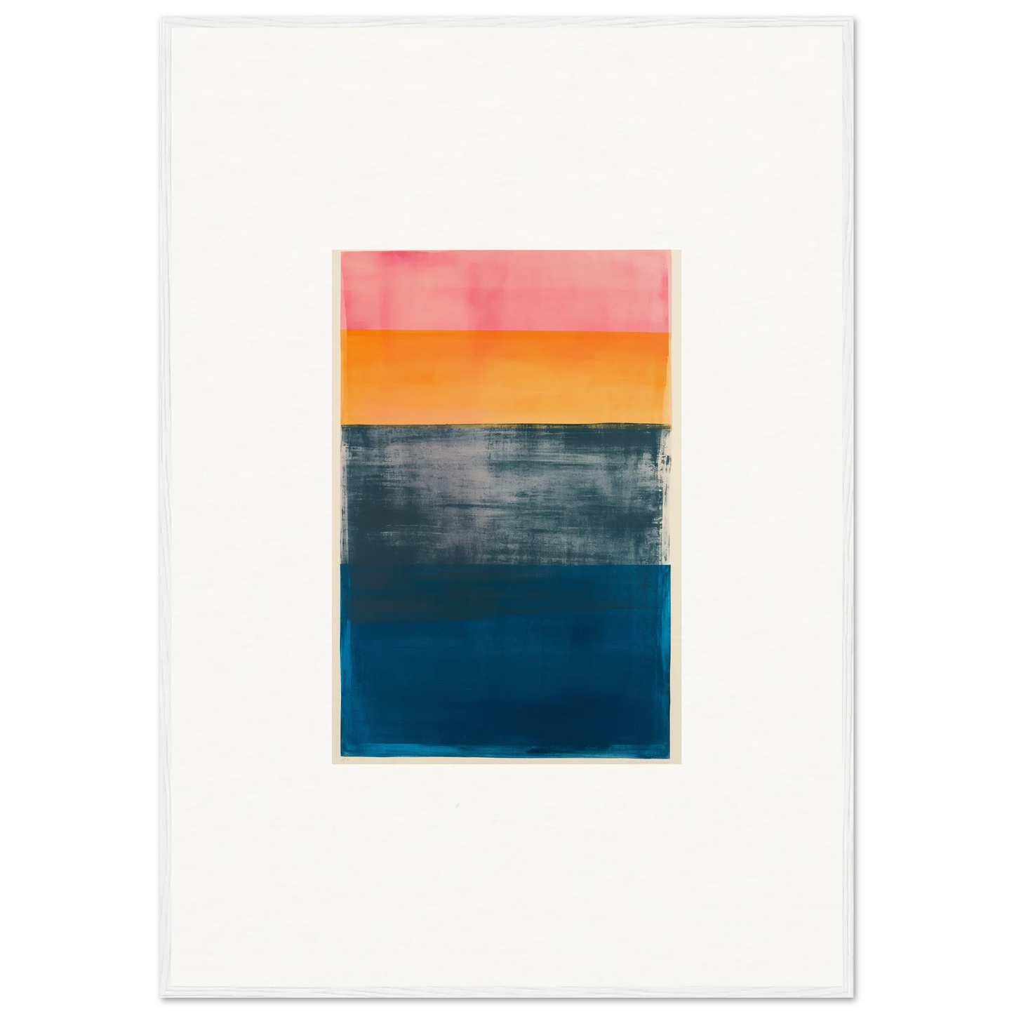 Abstract canvas print featuring pink, orange, gray, and blue frequencies for room decoration