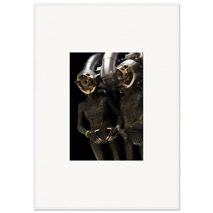 Metallic robot torso with mesh texture ideal for synth boundaries room decoration canvas print