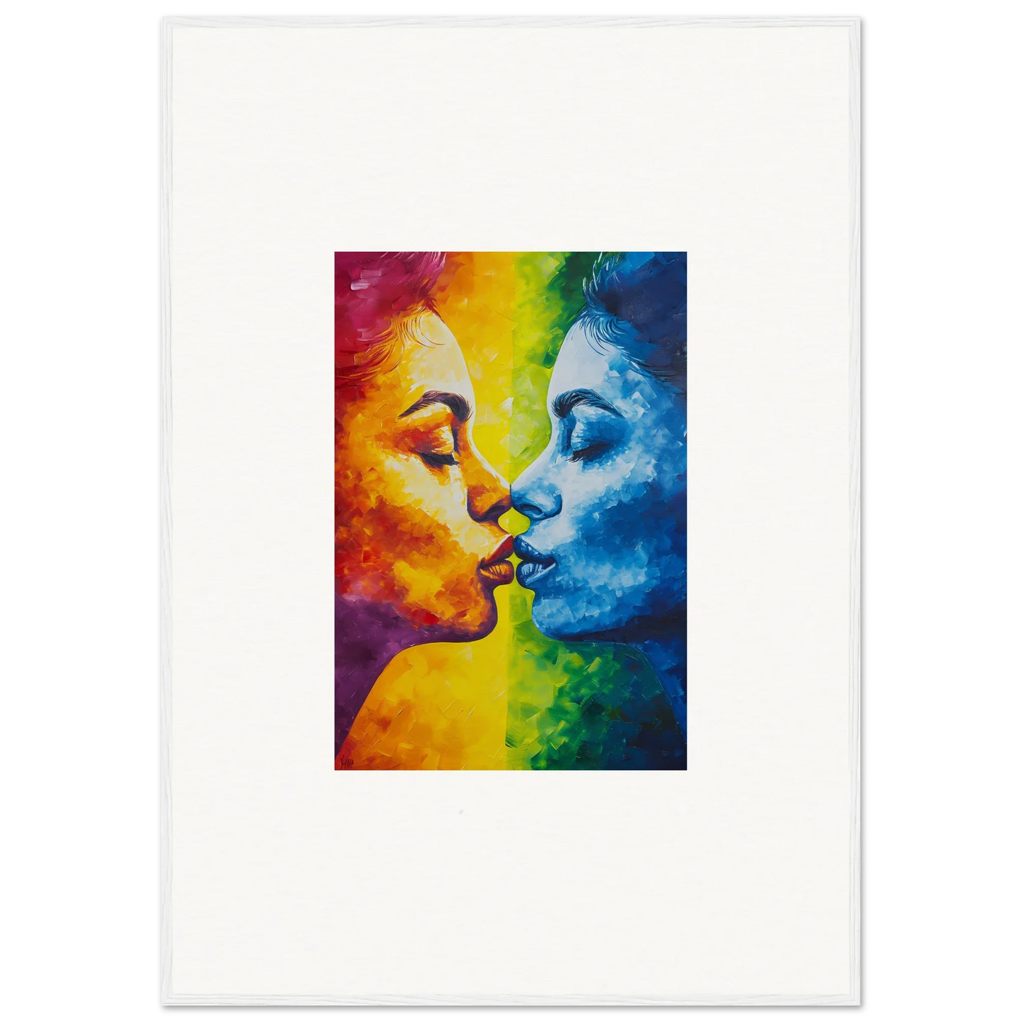 Colorful canvas print of a serenity kiss, perfect for vibrant room decoration