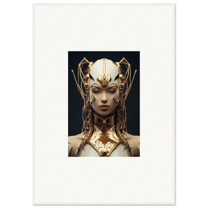 Ornate golden headdress detail for a stunning Future Echoes Muse canvas print