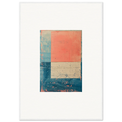 Abstract geometric painting in coral, blue, and beige for gorgeous room decoration