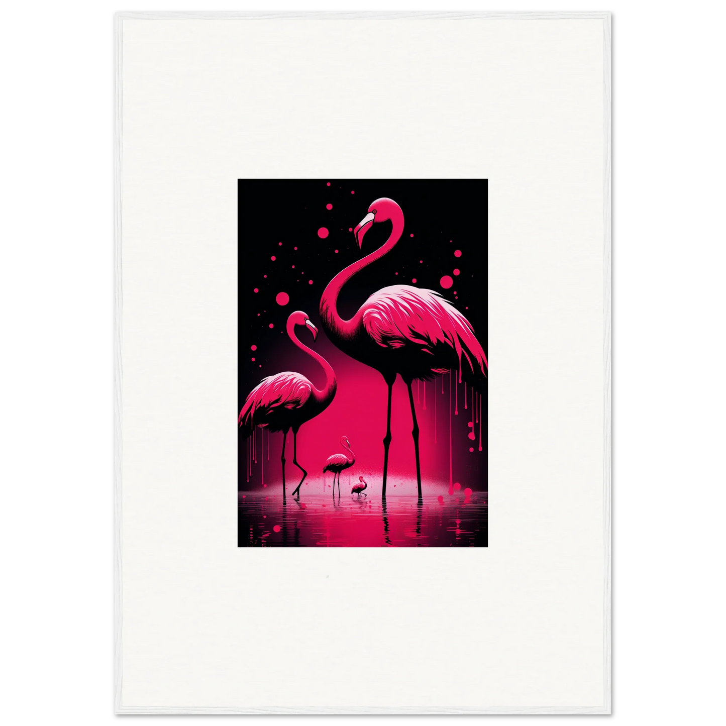 Vibrant pink flamingos in water create stunning canvas print for room decoration