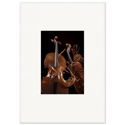 Wooden stringed instruments like cello and violin for music lovers and room decoration