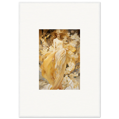 Impressionist canvas print of a woman in a yellow dress for your petal serenade room decoration