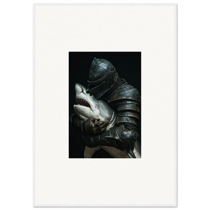 Medieval armored shark epiphany canvas print for unique room decoration