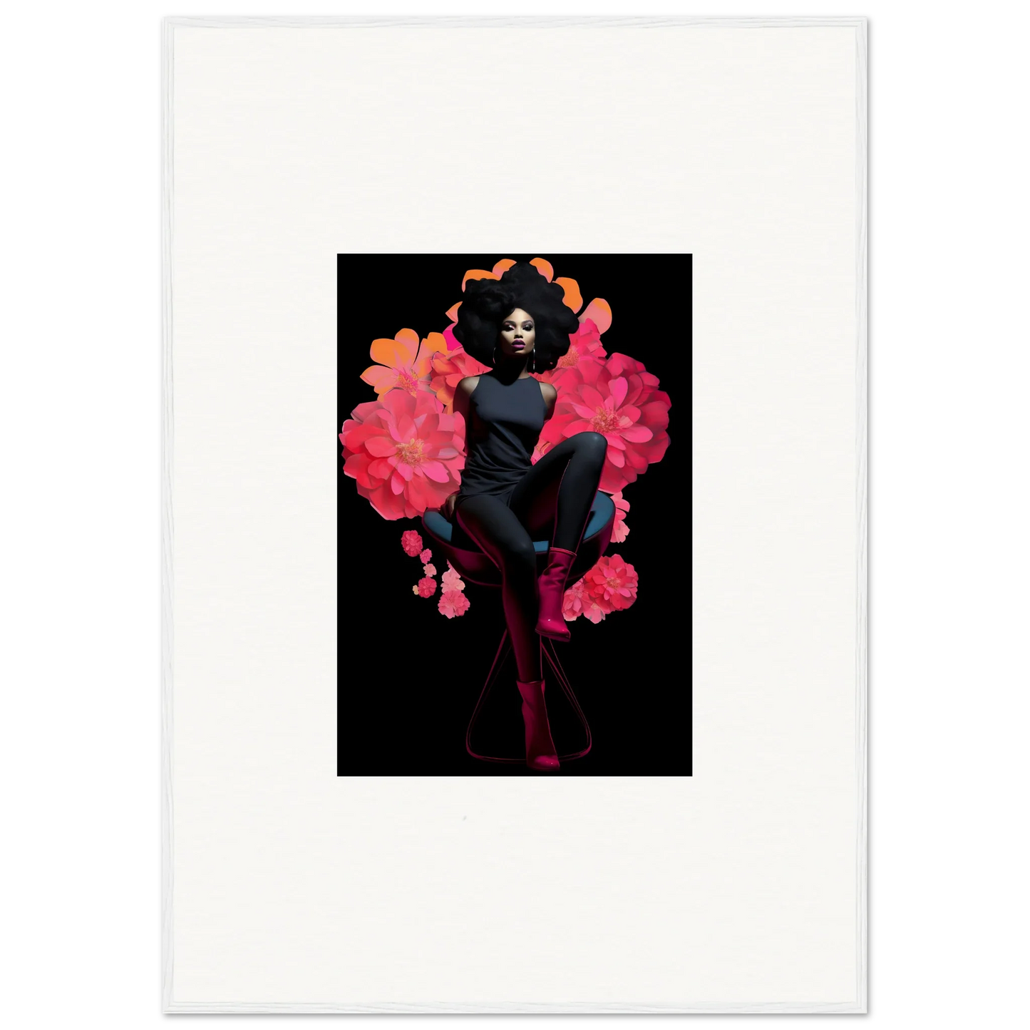 Stylized figure with pink and red smoke in canvas print for Equinox Sovereign room decoration