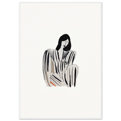 Minimalist canvas print of a woman in a striped dress, perfect for Whispers Formals