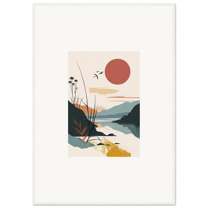 Minimalist landscape canvas print of a sunset, perfect for room decoration