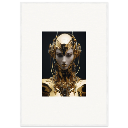 Futuristic Humanoid with Golden Headpiece in Chirping Inventrix Canvas Print for Room Decoration