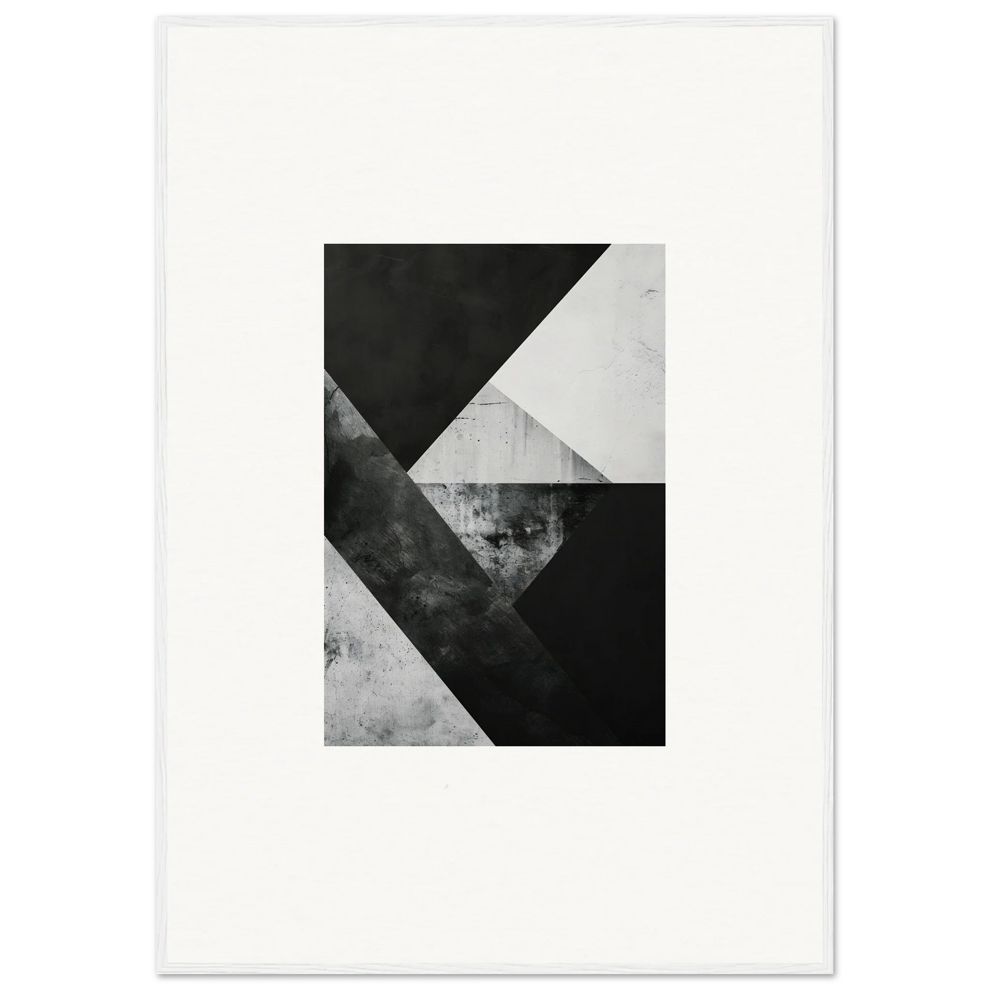 Abstract black and white triangular wall art for stylish room decoration canvas print