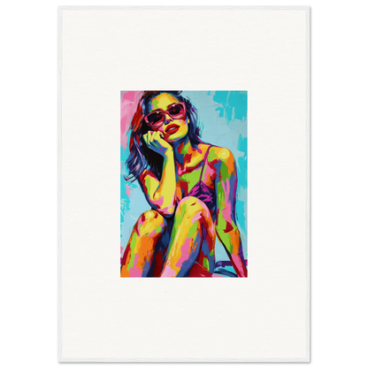 Colorful abstract portrait of a woman in sunglasses for mindscape reverie canvas print