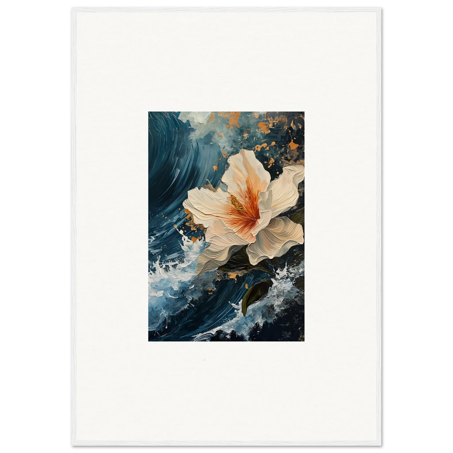 Delicate white and orange hibiscus flower for beautiful petal waves room decoration