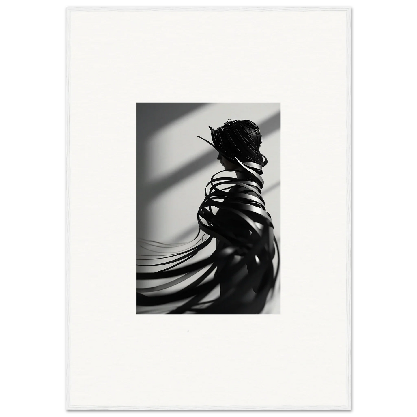 Silhouette of a person with flowing ribbons, perfect for ribbon shares and room decoration