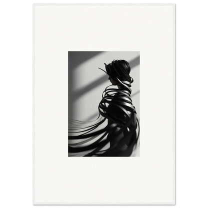 Silhouette of a person with flowing ribbons, perfect for ribbon shares and room decoration