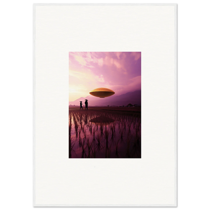 Flying saucer UFO in a purple sky, perfect for Violet Dreaming room decoration canvas print