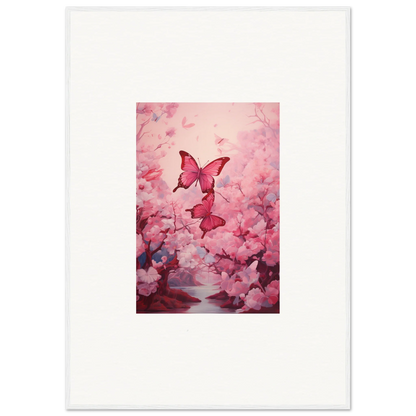 Colorful painting of pink butterflies and cherry blossoms for spring euphoria room decoration