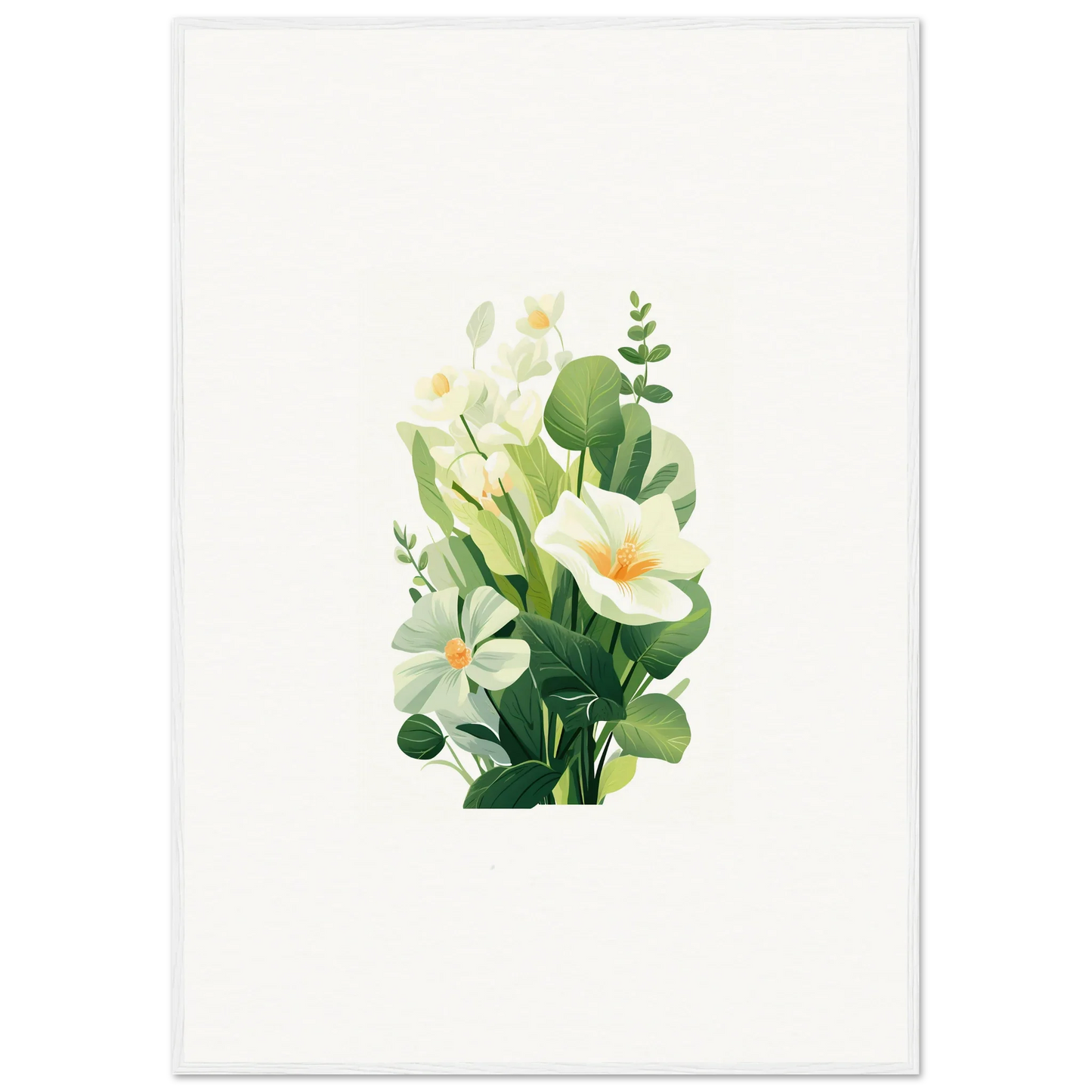 Watercolor floral arrangement of white lilies in Garden Whispers canvas print for room decoration