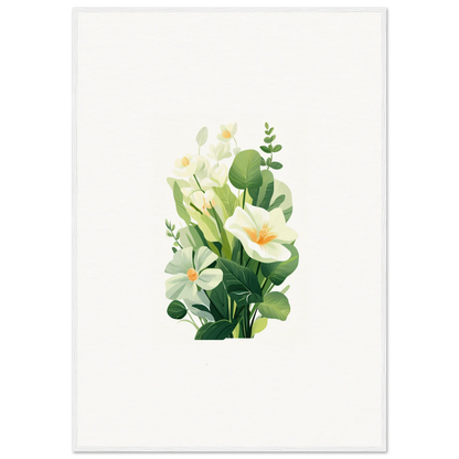 Watercolor floral arrangement of white lilies in Garden Whispers canvas print for room decoration