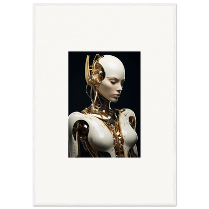 Humanoid robot with a sleek white design, perfect for a futuristic dream machine canvas print