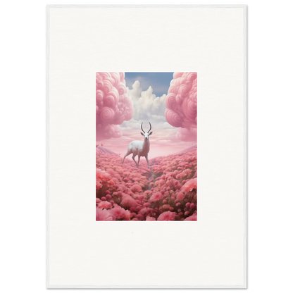 Deer with antlers in pink clouds, perfect for a berry collision room decoration canvas print