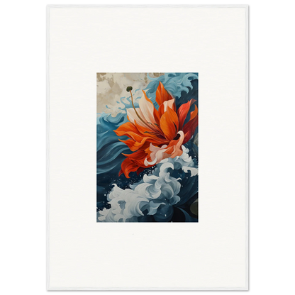 Vibrant orange flower in blue waves for a stunning Canvas Print petal odyssey