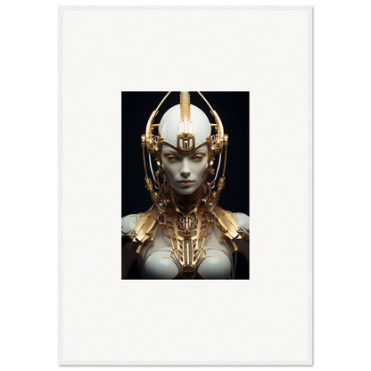 Futuristic humanoid with golden headdress, perfect for a Grail Celestial Conductress canvas print