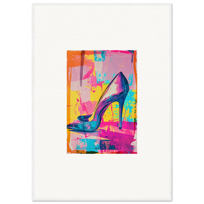 Colorful stylized painting of a high-heeled shoe for stylish room decor and wall art