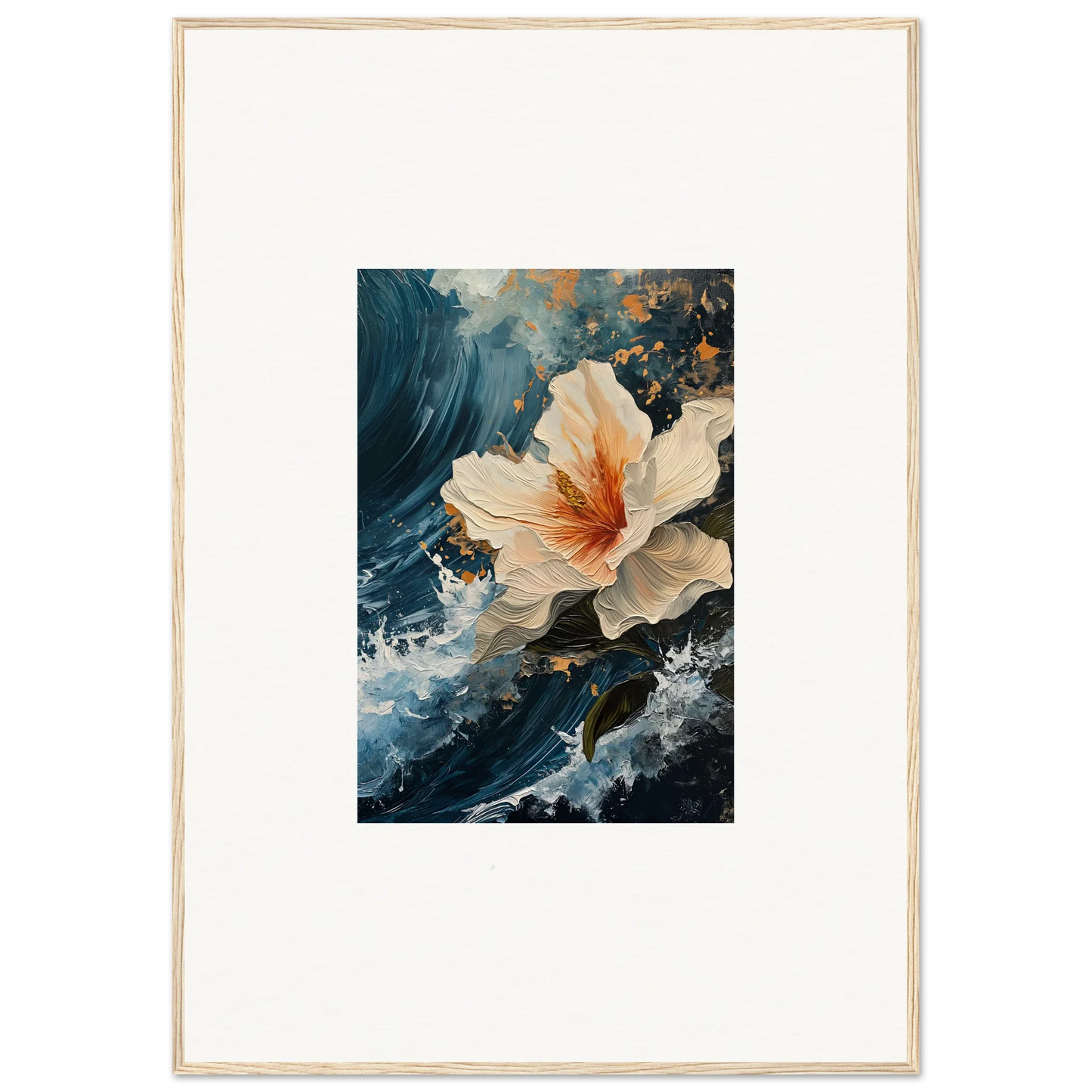 Delicate white and orange hibiscus flower for stunning room decoration canvas print