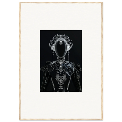 Ornate black and white skeletal figure canvas print for unique room decoration with photon glitters