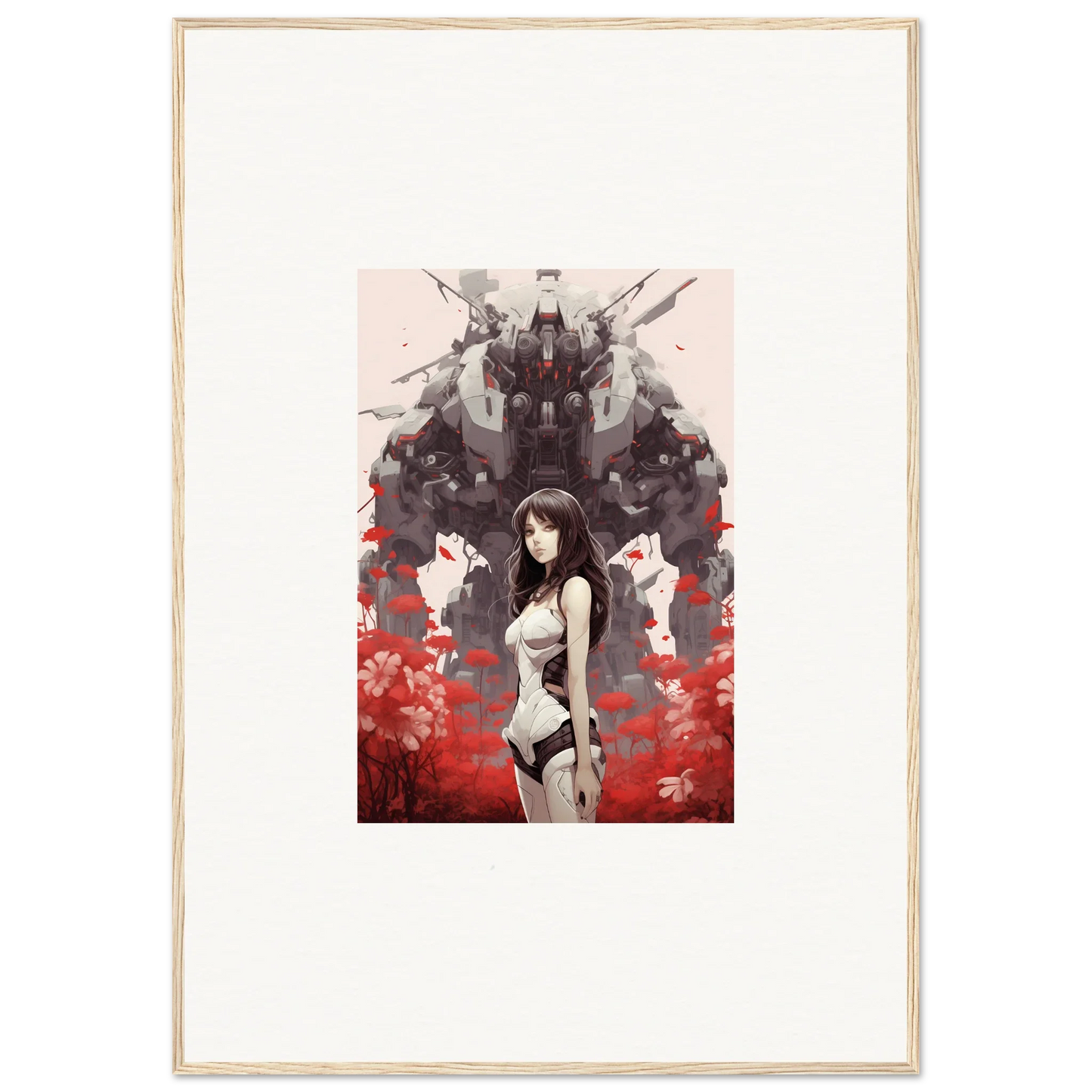 Anime-style female figure artwork for room decoration, Mechanical Amour Reverie canvas print