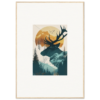 Silhouette of a deer head with antlers for a stunning canvas print in room decoration