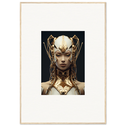 Ornate golden headdress and collar elevate the echoes muse canvas print for unique room decoration