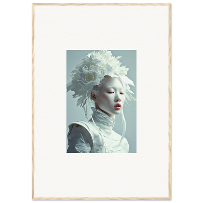 Portrait of person in white headdress for Ethereal Petal Visions canvas print