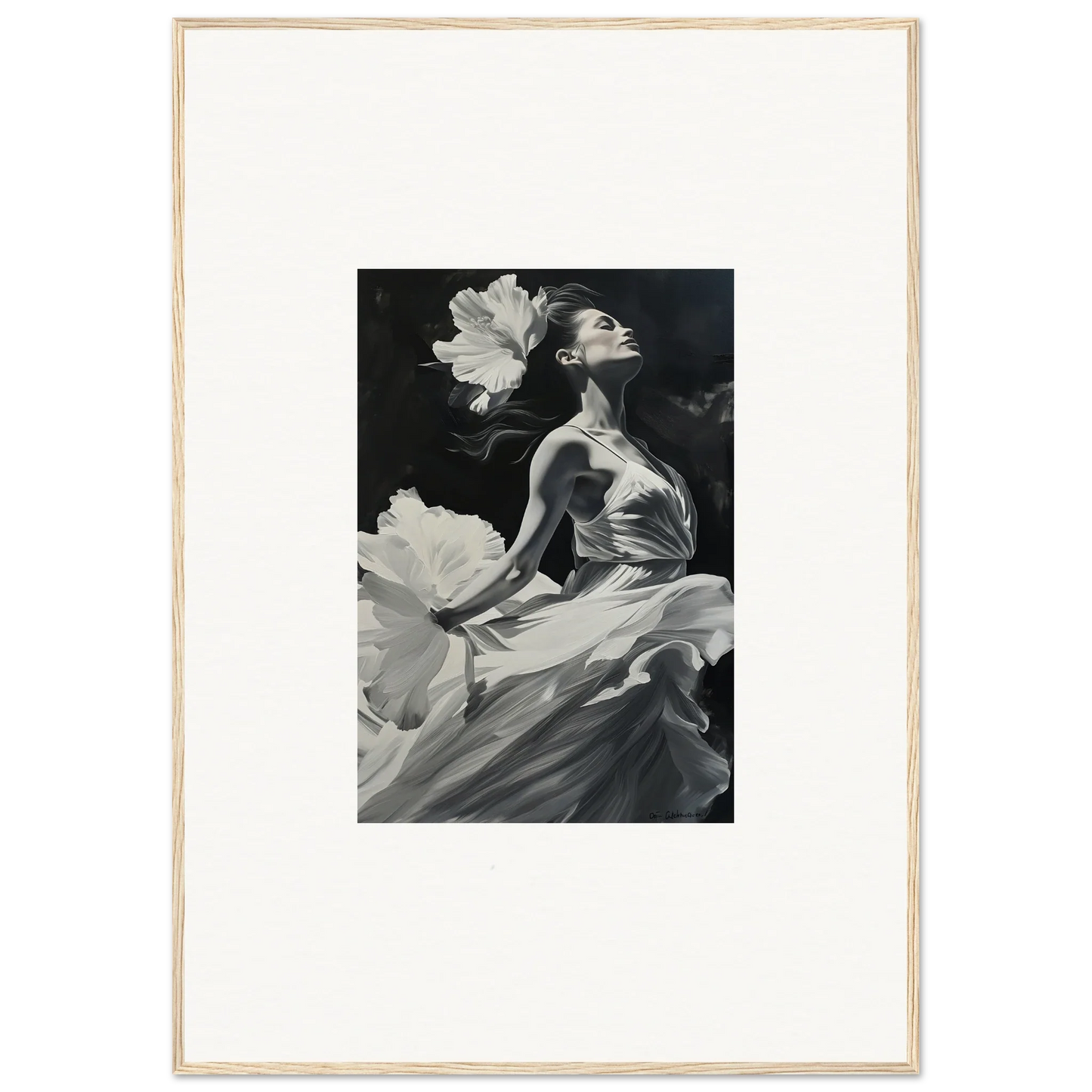 Black and white canvas print of an Ethereal Visionary Reverie for room decoration