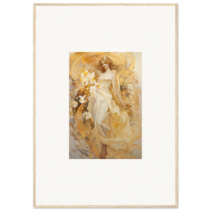 Framed canvas print of an ethereal symphony with a woman in a flowing dress