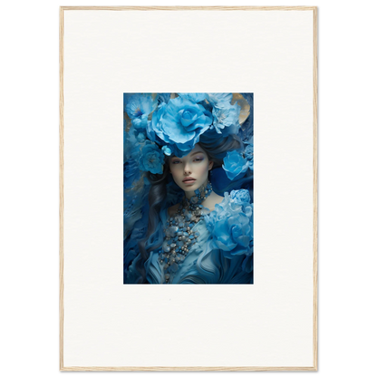 Framed canvas print of Dreaming Blue Symphony with blue floral figure for room decoration