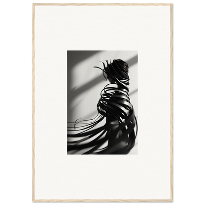 Silhouette with shadows and flowing hair on a Metamorphic Whisper Twists canvas print